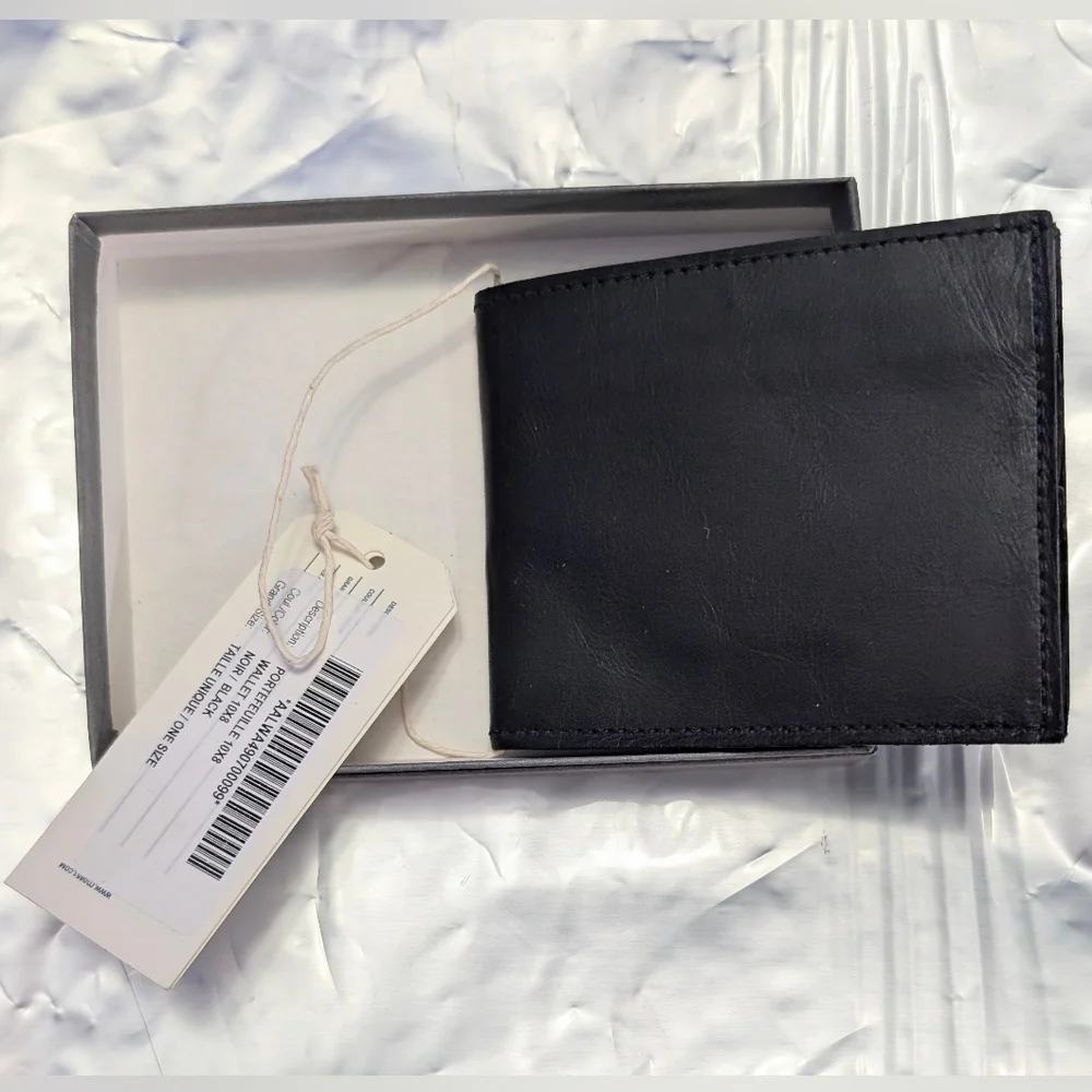 Nwt M0851 Mens Genuine Leather Bi Fold Wallet In Original Box ☑️ - Picture 1 of 12